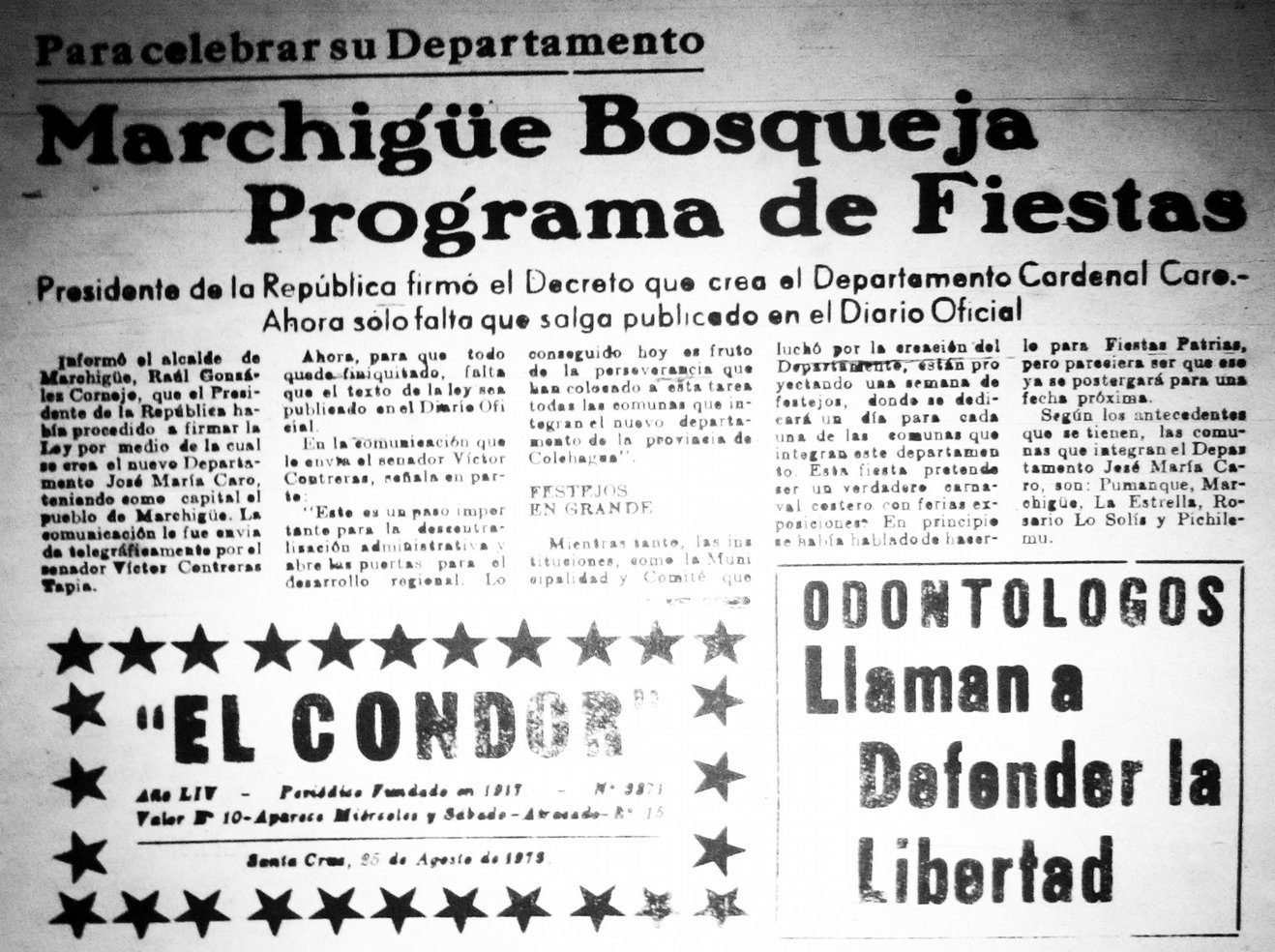 Es creado el departamento Cardenal Caro